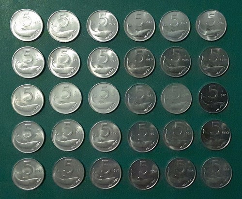 Collezione monete 5 lire - monete, da